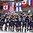 PLYMOUTH, MICHIGAN - APRIL 6: Team U.S.A celebrate after the playing of their national anthem following a 3-2 overtime win against team Canada during the gold medal game at the 2017 IIHF Ice Hockey Women's World Championship. (Photo by Minas Panagiotakis/HHOF-IIHF Images)